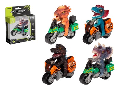 1:64 Die cast dinosaur motorcycle (4 ASST.)